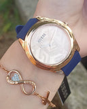  Shop Authentic Guess Cubed Analog Rose Gold Dial Blue Leather Strap Watch For Women - GW0665L2 - Luxxuri