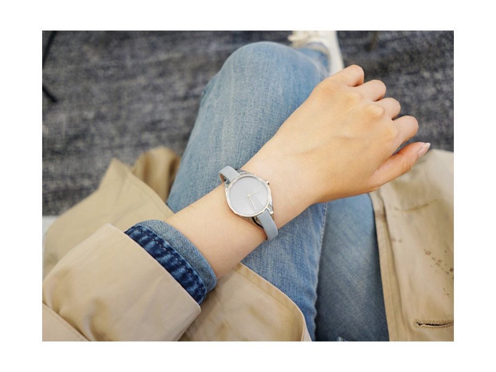  Shop Authentic Calvin Klein Rebel Grey Dial Grey Leather Strap Watch for Women - K8P231Q4 - Luxxuri