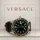  Shop Authentic Versace Hellenyium Green Dial Brown Leather Strap Watch for Men - V11090017 - Luxxuri