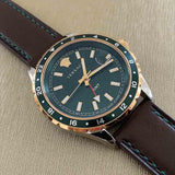  Shop Authentic Versace Hellenyium Green Dial Brown Leather Strap Watch for Men - V11090017 - Luxxuri