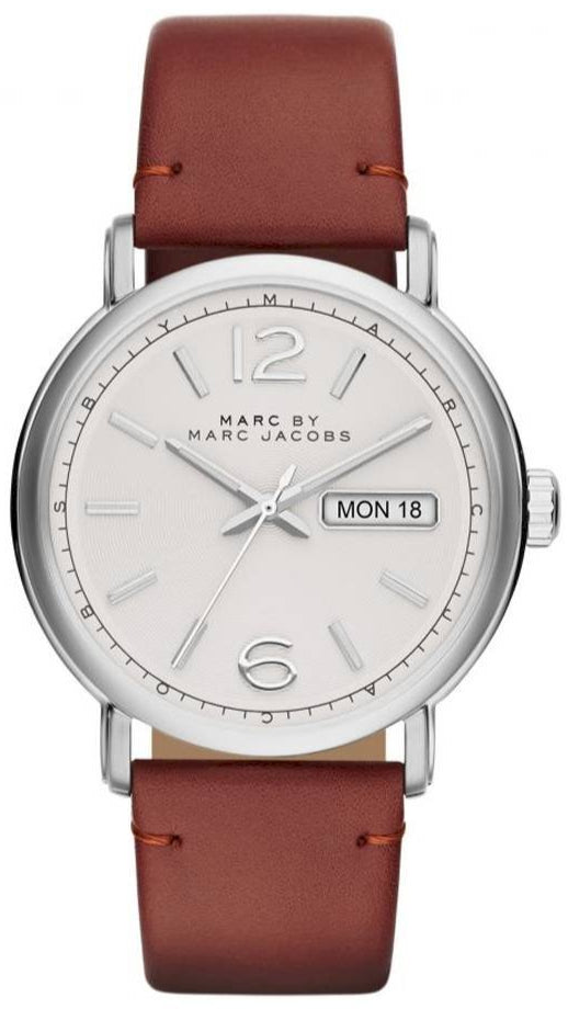 Marc Jacobs Fergus White Dial Brown Leather Strap Watch for Men - MBM5080