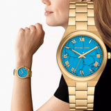  Shop Authentic Michael Kors Lennox Analog Blue Dial Gold Steel Strap Watch for Women - MK7460 - Luxxuri