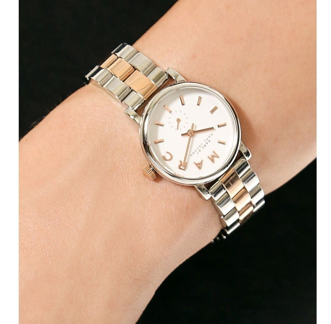  Shop Authentic Marc Jacobs Baker White Dial Two Tone Steel Strap Watch for Women - MBM3331 - Luxxuri