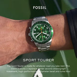  Shop Authentic Fossil Sport Tourer Chronograph Green Dial Silver Steel Strap Watch for Men - FS6048 - Luxxuri