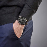  Shop Authentic Hugo Boss Grand Prix Black Dial Black Leather Strap Watch for Men - 1513474 - Luxxuri