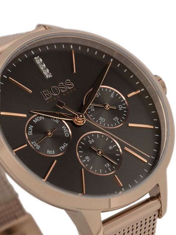  Shop Authentic Hugo Boss Symphony Grey Dial Gold Mesh Bracelet Watch for Women - 1502424 - Luxxuri