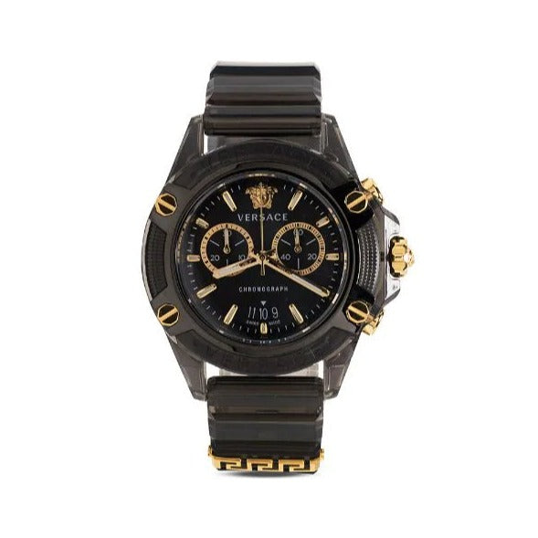  Shop Authentic Versace Icon Active Chronograph Black Dial Black Steel Strap Watch for Men - VEZ700421 - Luxxuri