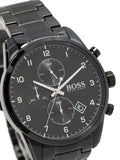  Shop Authentic Hugo Boss Skymaster Chronograph Black Dial Black Steel Strap Watch for Men - 1513785 - Luxxuri