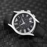  Shop Authentic Emporio Armani Valente Chronograph Black Dial Black Leather Strap Watch For Men - AR1633 - Luxxuri