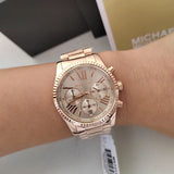  Shop Authentic Michael Kors Lexington Chronograph Grey Dial Rose Gold Steel Strap Watch For Women - MK7217 - Luxxuri