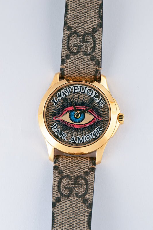  Shop Authentic Gucci G Timeless Eye Beige Dial Beige Leather Strap Watch For Men - YA1264022 - Luxxuri