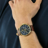  Shop Authentic Tommy Hilfiger Daniel Blue Dial Brown Leather Strap Watch for Men - 1710380 - Luxxuri