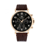  Shop Authentic Tommy Hilfiger Daniel Black Dial Brown Leather Strap Watch for Men - 1710379 - Luxxuri