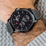  Shop Authentic Tommy Hilfiger Brad Chronograph Quartz Grey Dial Grey Leather Strap Watch For Men - 1710388 - Luxxuri