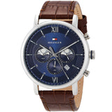  Shop Authentic Tommy Hilfiger Evan Chronograph Blue Dial Brown Leather Strap Watch for Men - 1710393 - Luxxuri