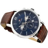  Shop Authentic Tommy Hilfiger Evan Chronograph Blue Dial Brown Leather Strap Watch for Men - 1710393 - Luxxuri
