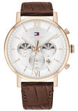  Shop Authentic Tommy Hilfiger Evan White Dial Brown Leather Strap Watch for Men - 1710394 - Luxxuri