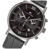  Shop Authentic Tommy Hilfiger Evan Black Dial Black Leather Strap Watch for Men - 1710395 - Luxxuri