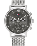 Shop Authentic Tommy Hilfiger Evan Grey Dial Silver Mesh Bracelet Watch for Men - 1710396 - Luxxuri