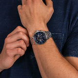 Shop Authentic Tommy Hilfiger Evan Chronograph Blue Dial Silver Steel Strap Watch For Men - 1710409 - Luxxuri