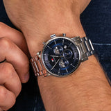  Shop Authentic Tommy Hilfiger Evan Chronograph Blue Dial Silver Steel Strap Watch For Men - 1710409 - Luxxuri