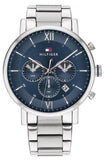  Shop Authentic Tommy Hilfiger Evan Chronograph Blue Dial Silver Steel Strap Watch For Men - 1710409 - Luxxuri