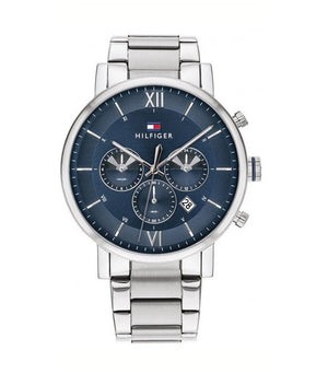  Shop Authentic Tommy Hilfiger Evan Chronograph Blue Dial Silver Steel Strap Watch For Men - 1710409 - Luxxuri