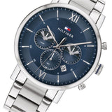  Shop Authentic Tommy Hilfiger Evan Chronograph Blue Dial Silver Steel Strap Watch For Men - 1710409 - Luxxuri
