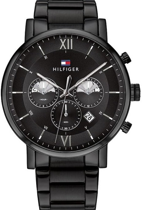  Shop Authentic Tommy Hilfiger Evan Chronograph Quartz Black Dial Black Steel Strap Watch For Men - 1710410 - Luxxuri