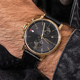  Shop Authentic Tommy Hilfiger Daniel Black Dial Black Leather Strap Watch for Men - 1710417 - Luxxuri