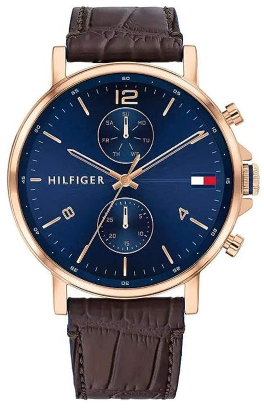  Shop Authentic Tommy Hilfiger Daniel Blue Dial Brown Leather Strap Watch for Men - 1710418 - Luxxuri