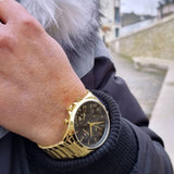  Shop Authentic Tommy Hilfiger Baker Chronograph Black Dial Gold Steel Strap Watch for Men - 1710447 - Luxxuri