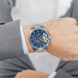  Shop Authentic Tommy Hilfiger Baker Quartz Blue Dial Silver Steel Strap Watch For Men - 1710448 - Luxxuri