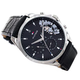  Shop Authentic Tommy Hilfiger Baker Chronograph Black Dial Black Leather Strap Watch For Men - 1710449 - Luxxuri