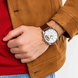  Shop Authentic Tommy Hilfiger Baker Chronograph White Dial Brown Leather Strap Watch For Men - 1710450 - Luxxuri