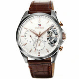  Shop Authentic Tommy Hilfiger Baker Chronograph White Dial Brown Leather Strap Watch For Men - 1710450 - Luxxuri