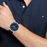  Shop Authentic Tommy Hilfiger Luca Chronograph Blue Dial Blue Silicone Strap Watch For Men - 1710489 - Luxxuri