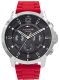  Shop Authentic Tommy Hilfiger Luca Chronograph Grey Dial Red Silicone Strap Watch For Men - 1710490 - Luxxuri