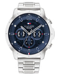  Shop Authentic Tommy Hilfiger Luca Chronograph Blue Dial Silver Steel Strap Watch For Men - 1710492 - Luxxuri