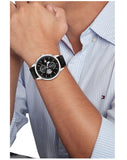  Shop Authentic Tommy Hilfiger Weston Chronograph Black Dial Black Leather Strap Watch For Men - 1710502 - Luxxuri