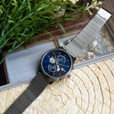  Shop Authentic Tommy Hilfiger Weston Chronograph Blue Dial Silver Mesh Bracelet Watch For Men - 1710504 - Luxxuri