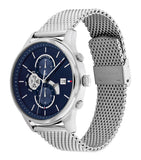  Shop Authentic Tommy Hilfiger Weston Chronograph Blue Dial Silver Mesh Bracelet Watch For Men - 1710504 - Luxxuri