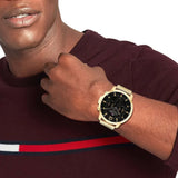  Shop Authentic Tommy Hilfiger Luca Chronograph Black Dial Gold Steel Strap Watch For Men - 1710511 - Luxxuri