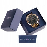  Shop Authentic Tommy Hilfiger Luca Chronograph Black Dial Gold Steel Strap Watch For Men - 1710511 - Luxxuri