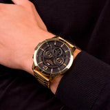  Shop Authentic Tommy Hilfiger Luca Chronograph Black Dial Gold Steel Strap Watch For Men - 1710511 - Luxxuri