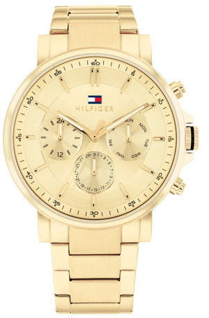  Shop Authentic Tommy Hilfiger Tyson Chronograph Gold Dial Gold Steel Strap Watch For Men - 1710611 - Luxxuri