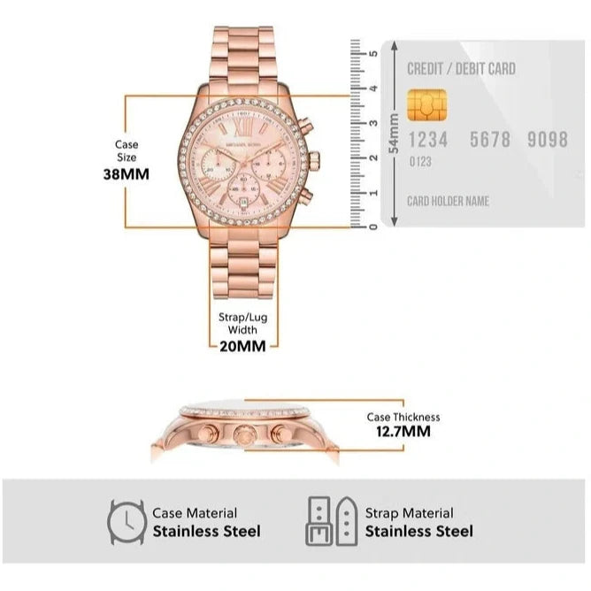  Shop Authentic Michael Kors Lexington Chronograph Rose Gold Dial Rose Gold Steel Strap Watch for Women - MK7242 - Luxxuri
