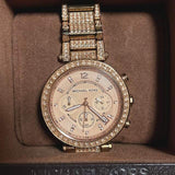  Shop Authentic Michael Kors Uptown Glam Parker Chronograph Rose Gold Dial Steel Strap Watch for Women - MK5663 - Luxxuri