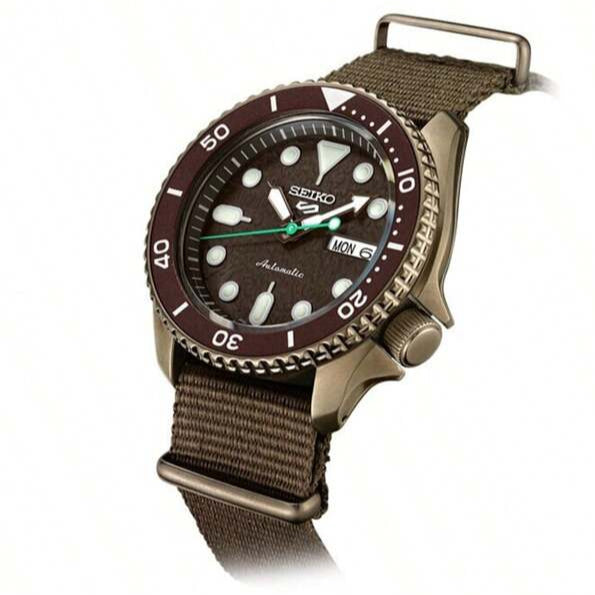  Shop Authentic Seiko 5 Sport Automatic Brown Dial Brown Nylon Strap Watch For Men - SRPD85K1 - Luxxuri