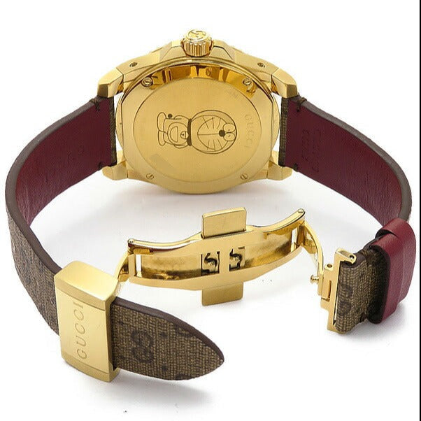  Shop Authentic Gucci Dive Doraemon Quartz Brown Dial Brown Leather Strap Watch For Men - YA136335 - Luxxuri